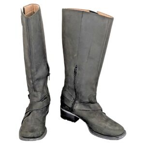 DURANGO Womens Cowgirl Boots SIZE 7.5M Black Leather  Buckle/Zip Closure